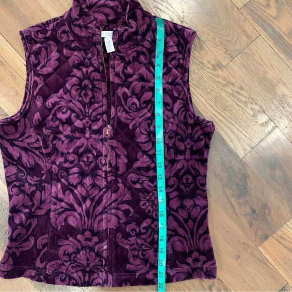 Charter Club Woman Purple & Black Floral Velour Quilted Vest Size Petite… - Picture 9 of 9